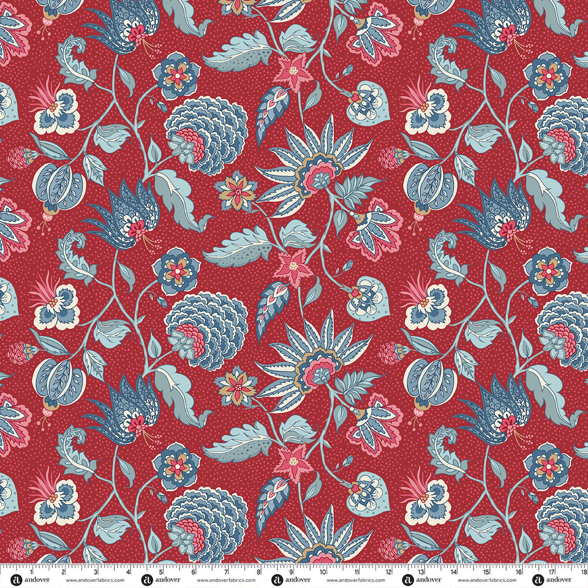 Andover Fabrics Liberty Garden - Craftsmans Garden Pomegranate