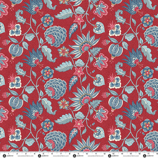 Andover Fabrics Liberty Garden - Craftsmans Garden Pomegranate