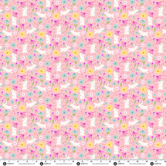 Andover Fabrics Bunny Hops - Bunny Field Blush