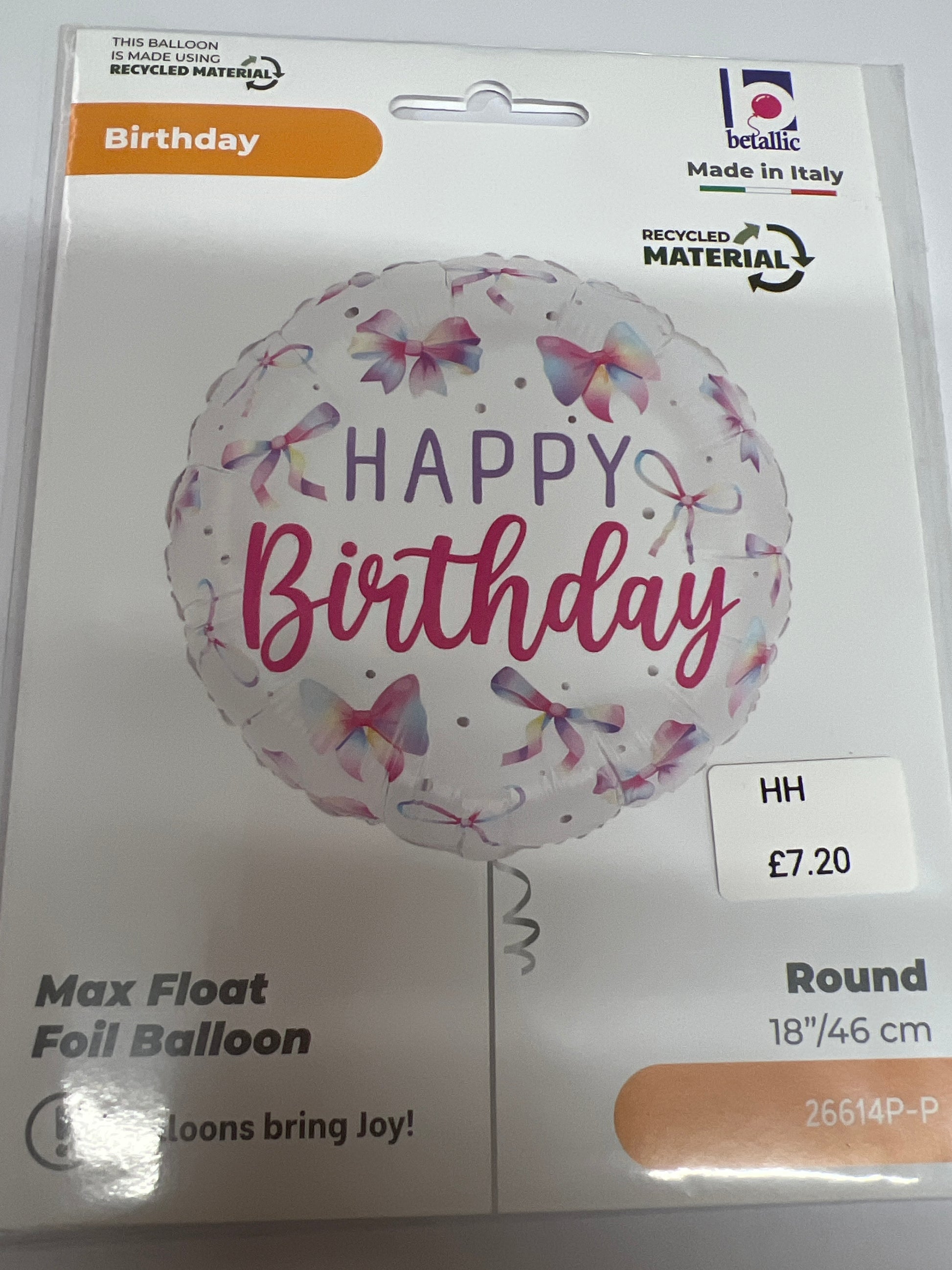 Happy birthday bows helium balloon