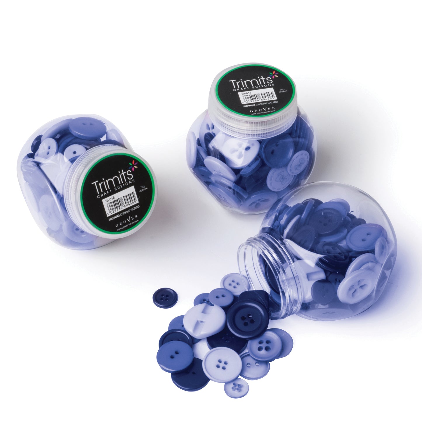 Trimits Buttons Craft Jar Assorted Blue