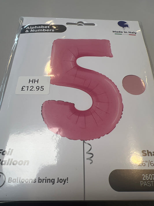 Helium balloon No 5 pink.  26”
