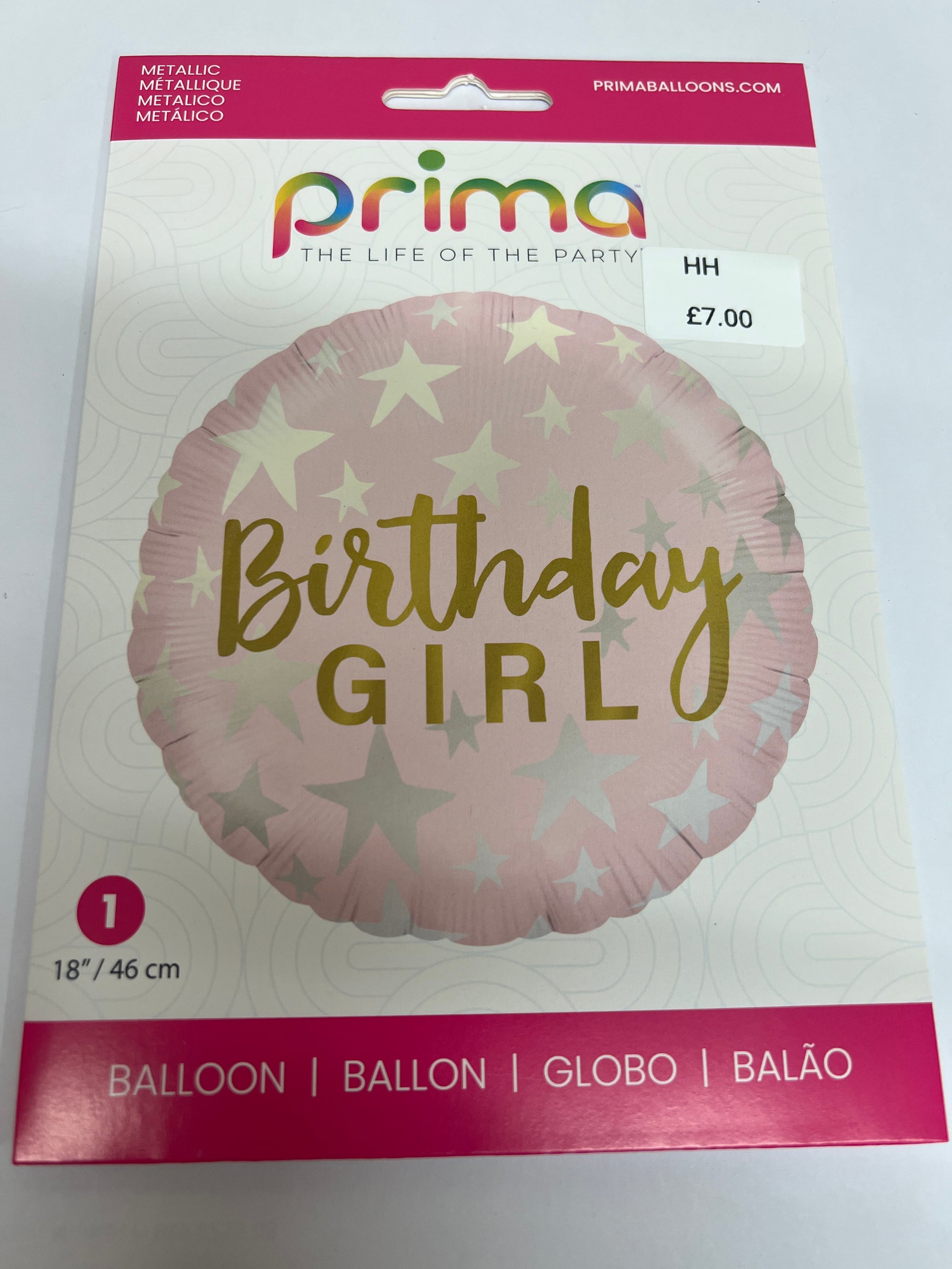 Pink birthday girl helium balloon