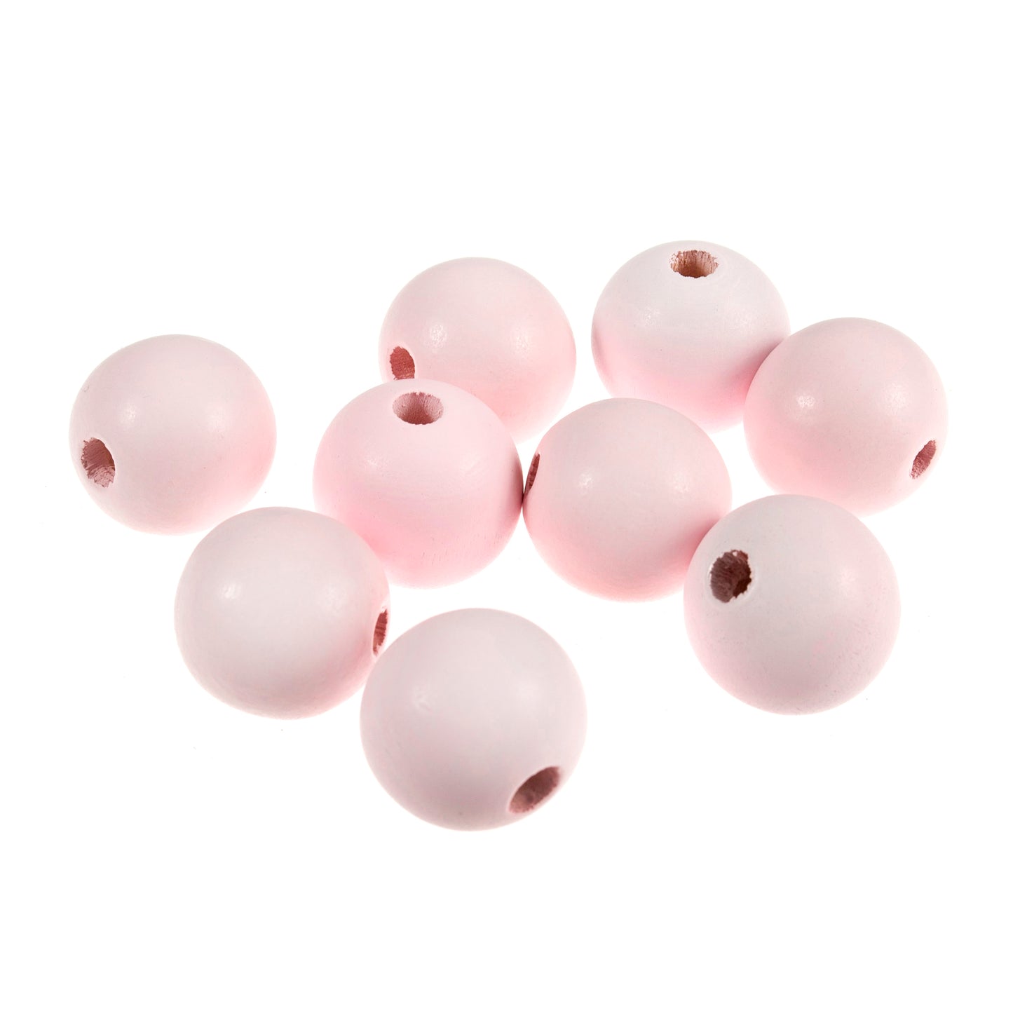 Trimits Beads Craft Wooden Round 25mm Pale Pink Packs of 9