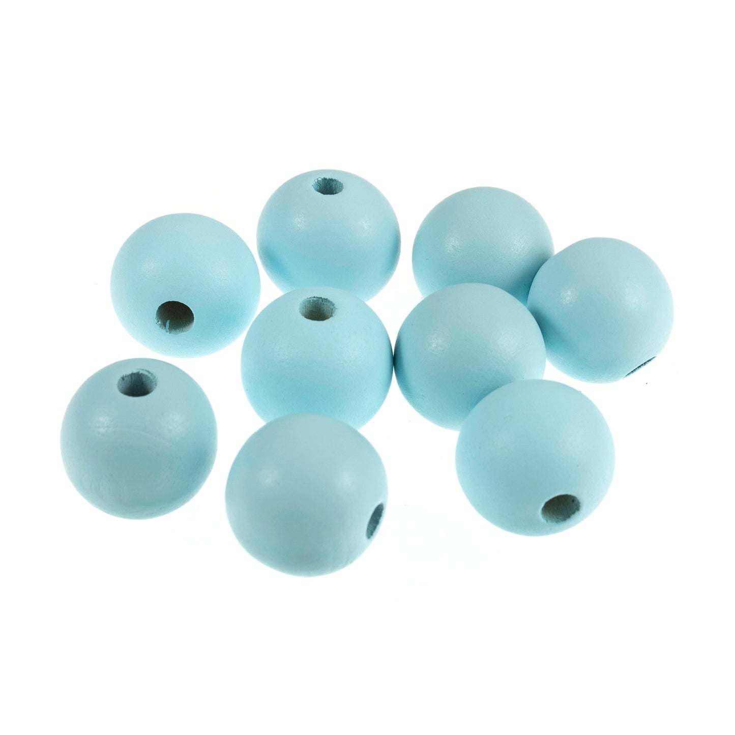 Trimits Beads Craft Wooden Round 25mm Pale Blue Packs of 9