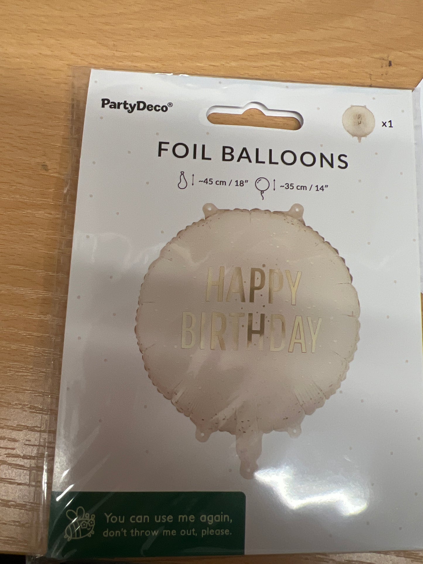 Happy birthday beige speckled foil balloon