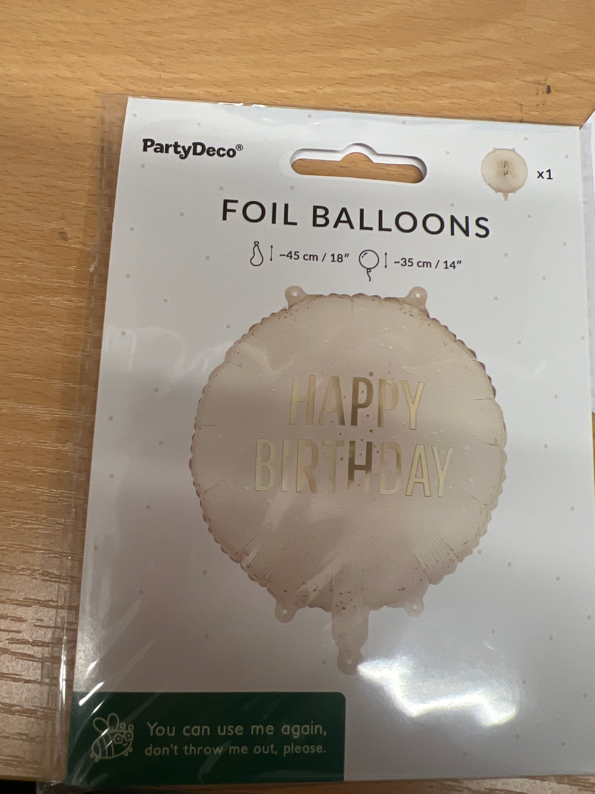Happy birthday beige speckled foil balloon
