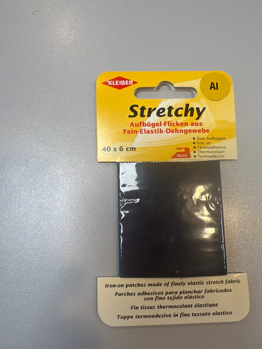 Kleiber Stretchy Iron on Patch.  Navy Blue