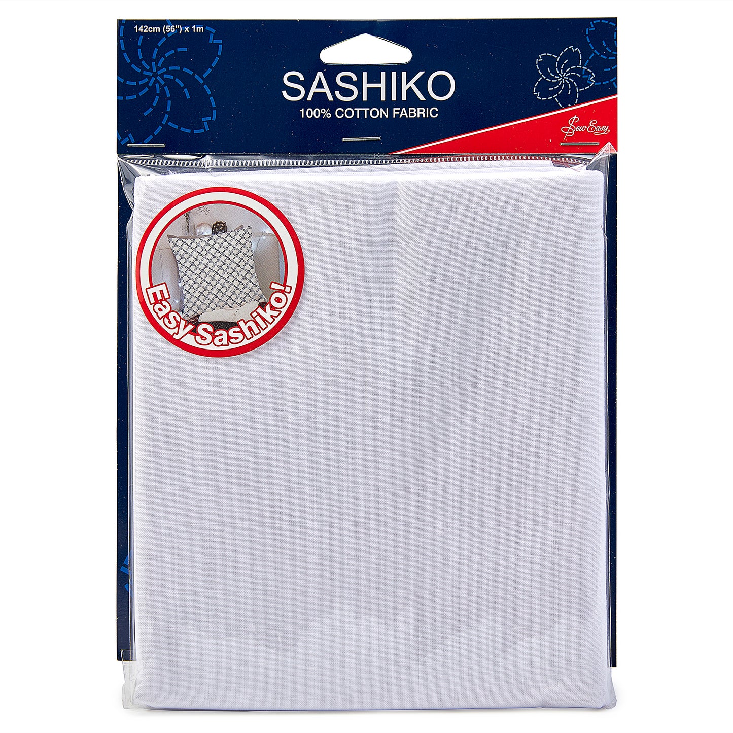 Sew Easy Sashiko Cotton Fabric 1m x 1.42m White