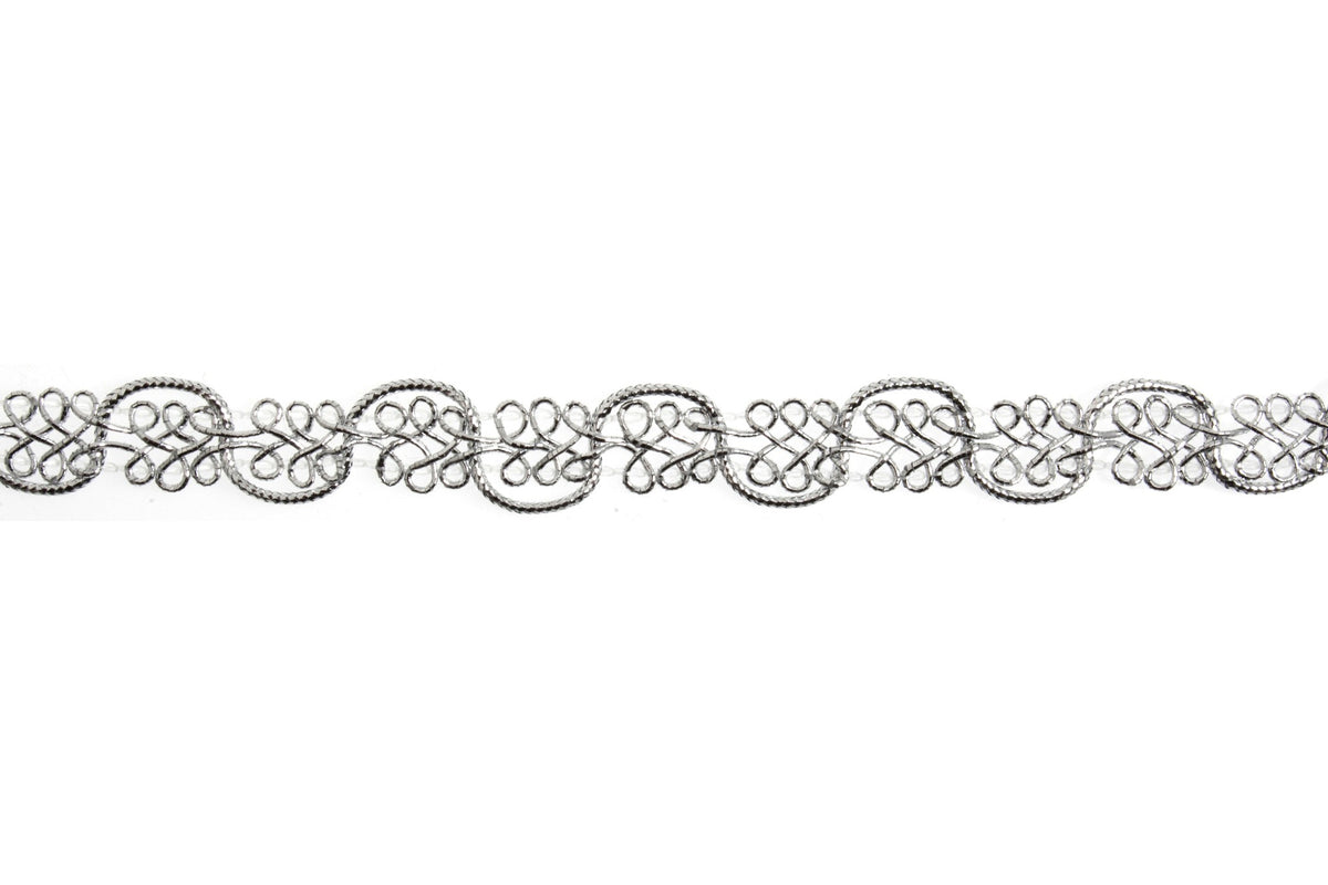 Essential Trimmings Snake Braid Metallic 10mm Silver (Per Metre)