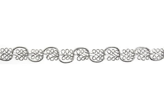 Essential Trimmings Snake Braid Metallic 10mm Silver (Per Metre)