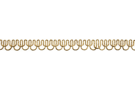 Essential Trimmings Loop Braid Metallic 12mm Gold (Per Metre)