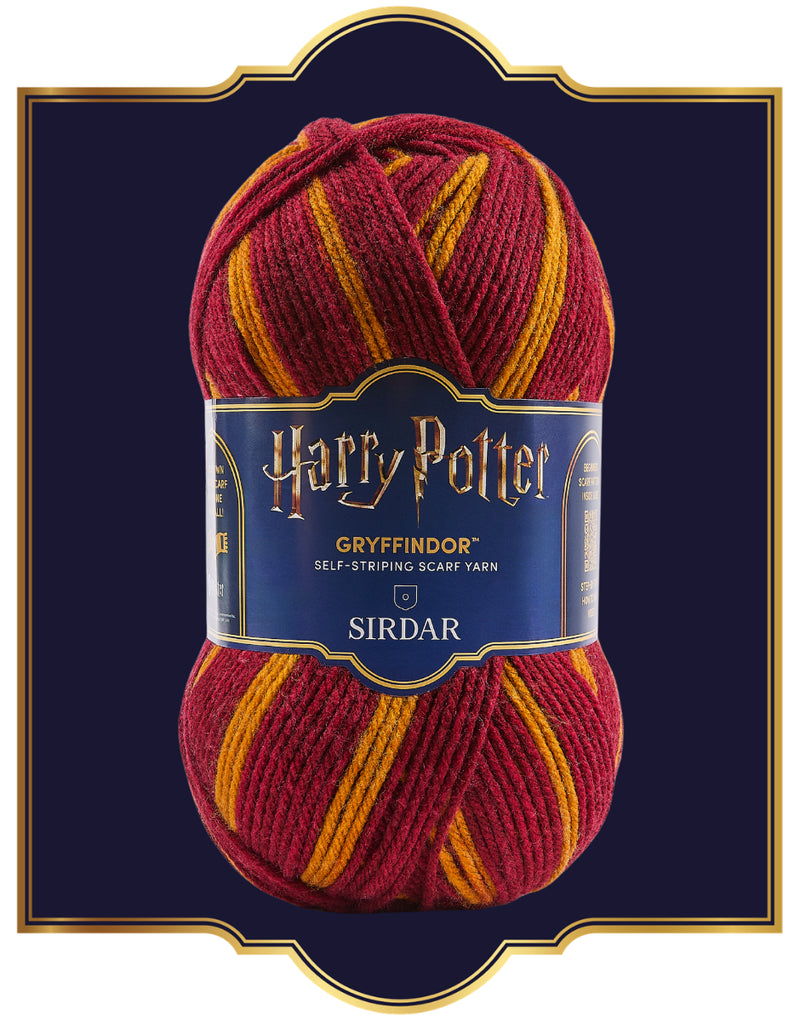 Sirdar Harry Potter Gryffindor scarf yarn: ball on a navy crest background