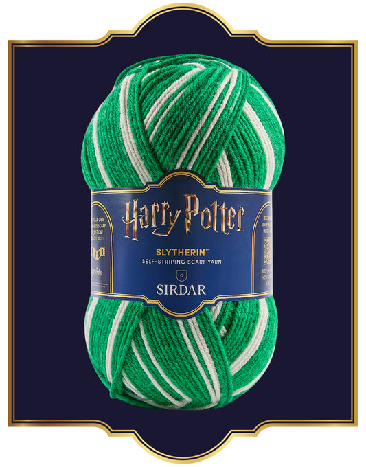 Sirdar Harry Potter Slytherin scarf yarn: ball on a navy crest background