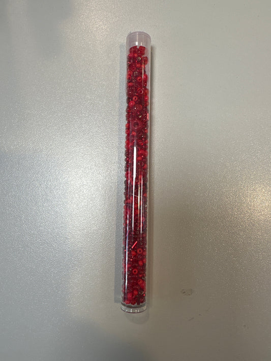 Candy Tube mixed beads. Red