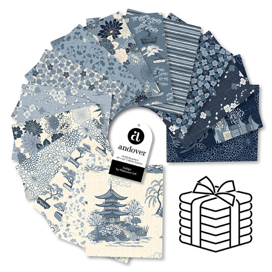 Makower UK Indigo - Fat Quarter Bundle (15 Cuts)