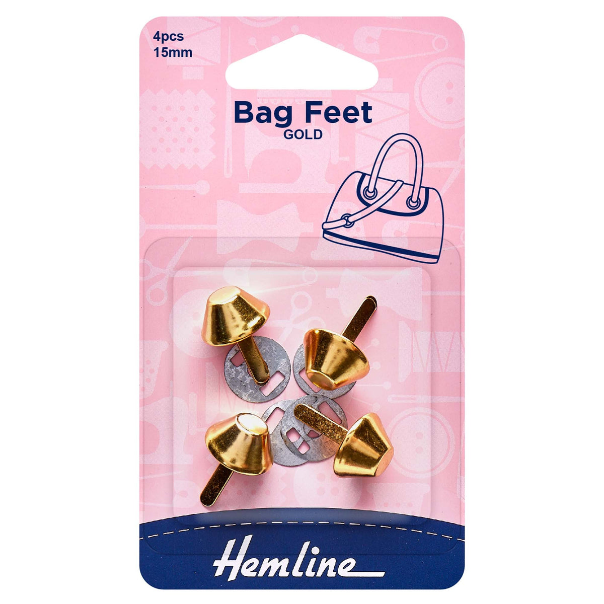 Hemline Bag Feet 15mm Gold (4 Pieces)