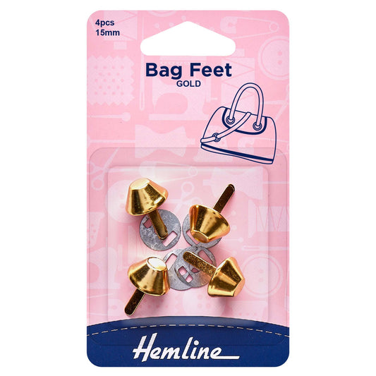 Hemline Bag Feet 15mm Gold (4 Pieces)