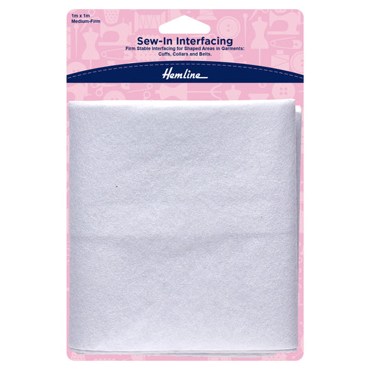 Hemline Sew-In Interfacing Medium-Firm Weight White 1m x 1m
