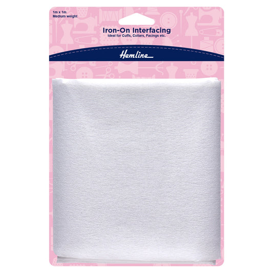 Hemline Iron-On Interfacing Medium Weight White 1m x 1m
