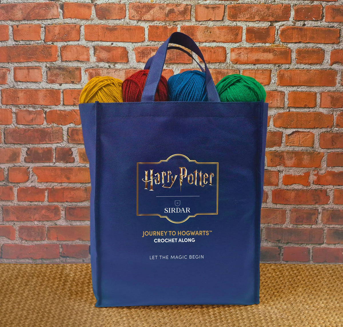 Harry Potter Journey to Hogwarts Crochet Along tote bag filled with balls of Bonus DK