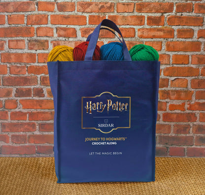 Harry Potter Journey to Hogwarts Crochet Along tote bag filled with balls of Bonus DK