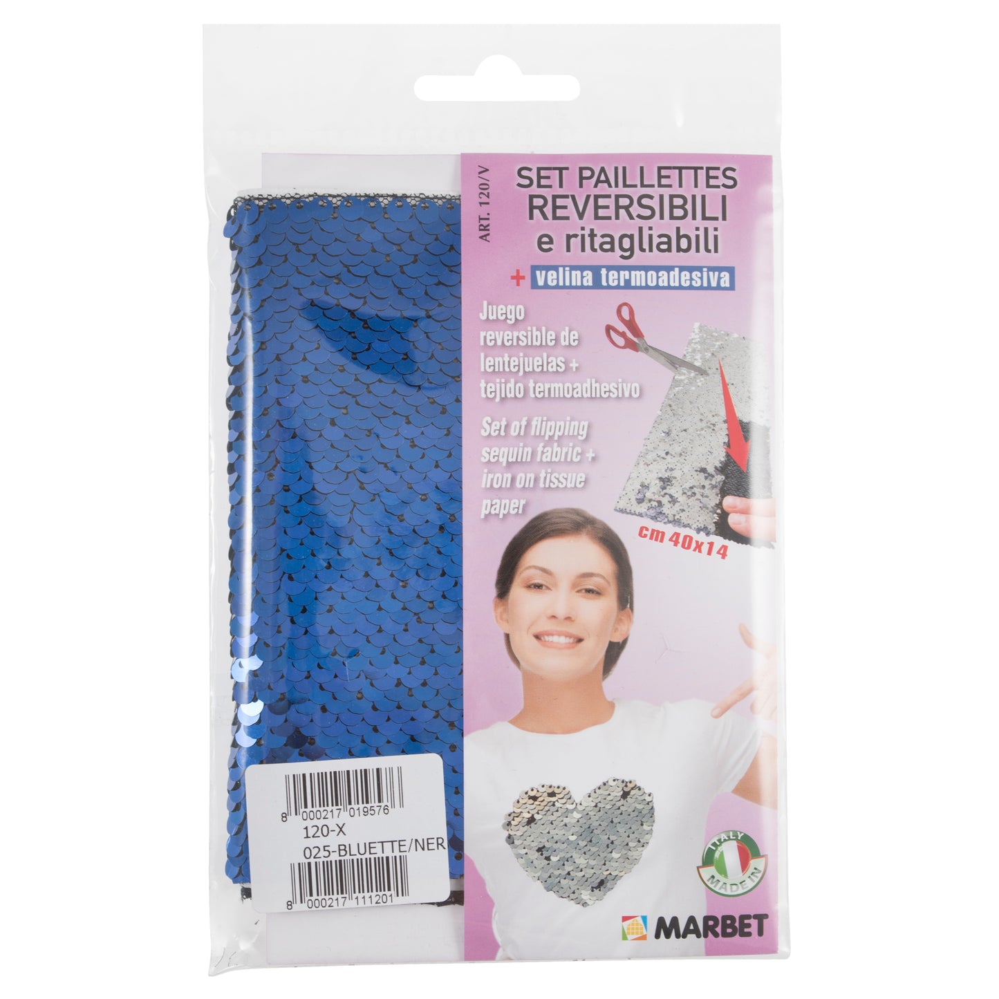 Marbet Flip Sequins Iron-on 40 x 14cm Blue and Black