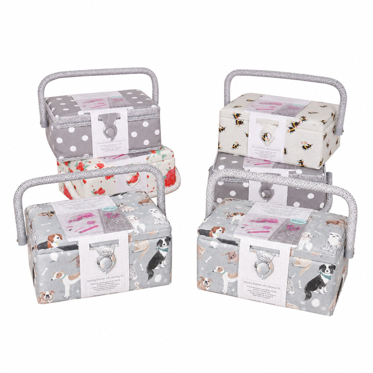 Hobby Gift Sewing Basket with Sewing Kit (Assorted Designs)
