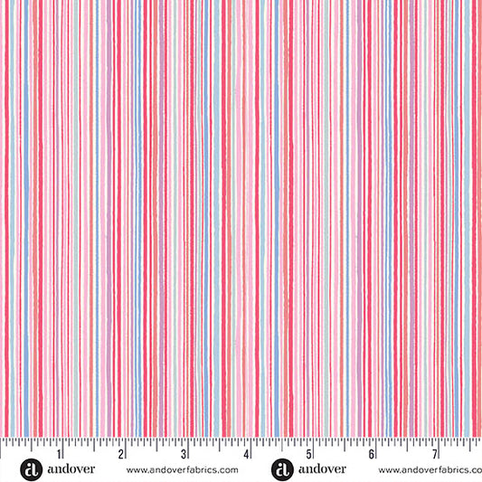 Makower UK Dance Class - Fine Stripe Pink