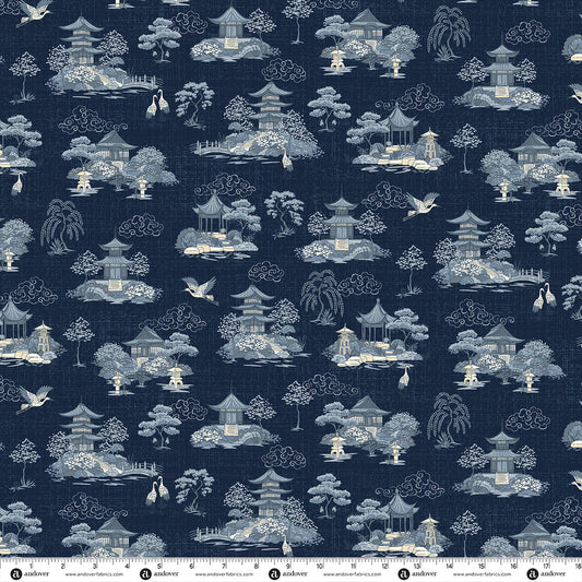 Makower UK Indigo - Sanctuary Dark Blue