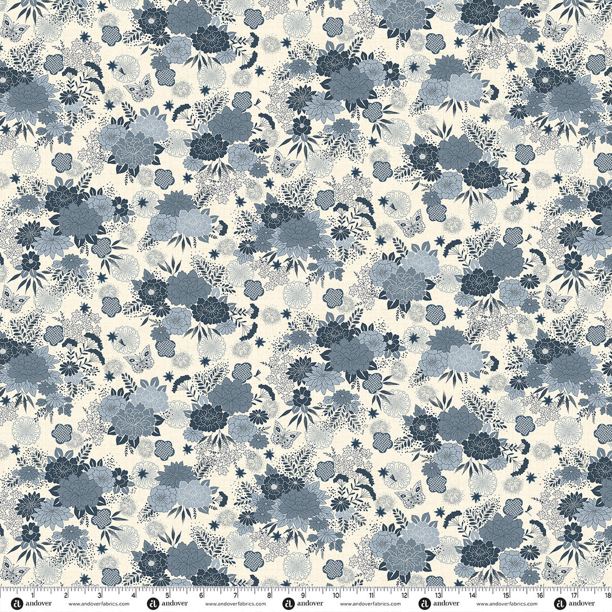 Makower UK Indigo - Bloom Cream