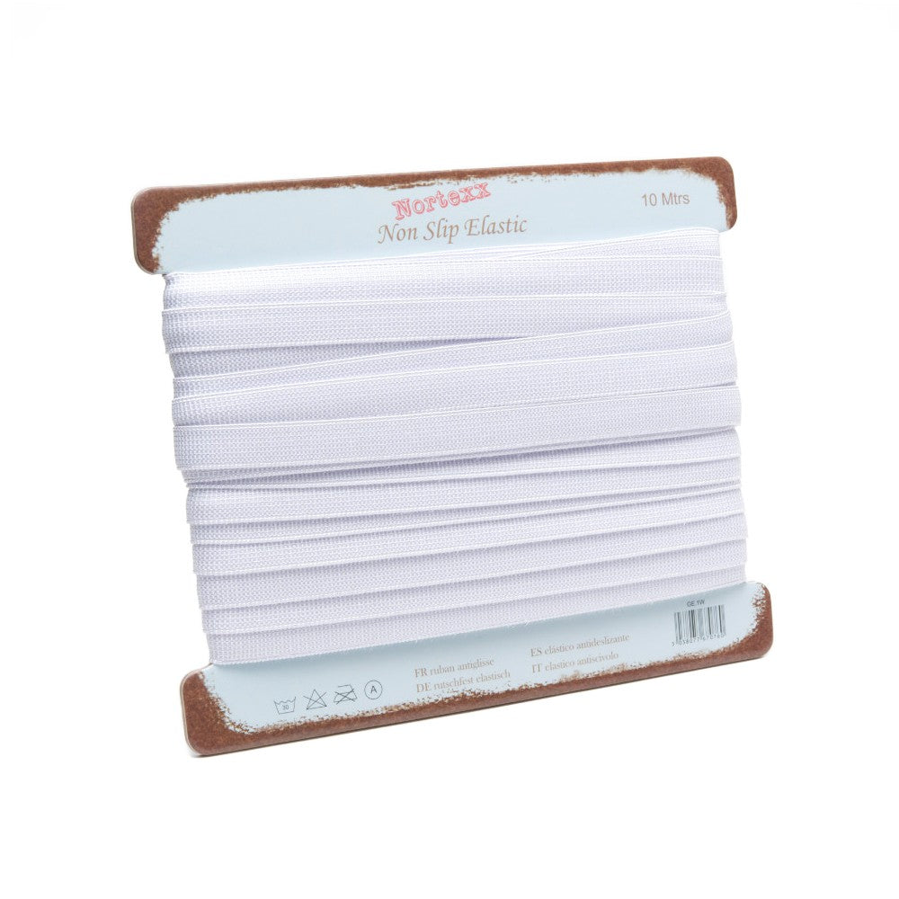 Nortexx Non-Slip Garment Elastic 10mm White - Per Metre