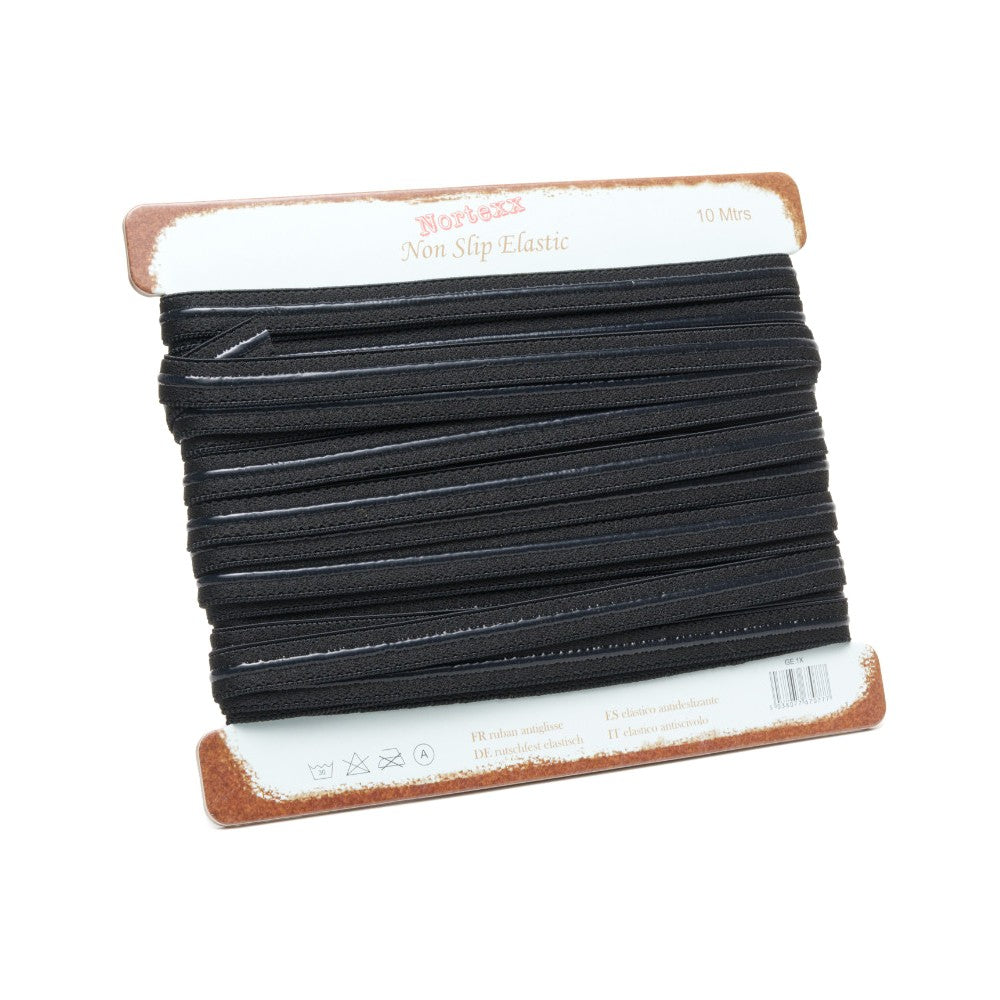 Nortexx Non-Slip Garment Elastic 10mm Black - Per Metre
