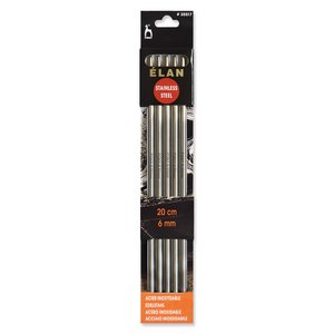 Pony Knitting Pins Double-Ended Set of 5 Elan Stainless Steel 20cm x 6.00mm
