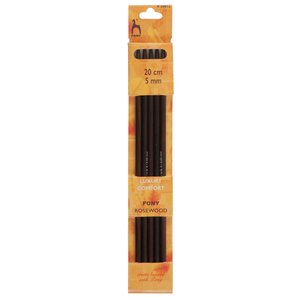 Pony Knitting Pins Double-Ended Set of 5 Rosewood 20cm x 3.25mm