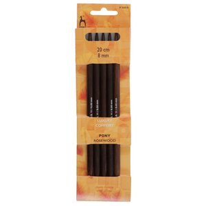 Pony Knitting Pins Double-Ended Set of 5 Rosewood 20cm x 8.00mm