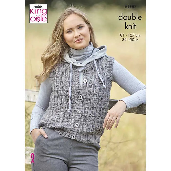 King Cole Pattern 6100 - Tank & Waistcoat in Homespun DK