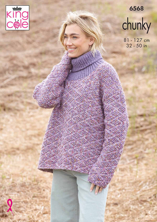 King Cole Pattern 6568 - Sweaters in Dalesway Moors Chunky