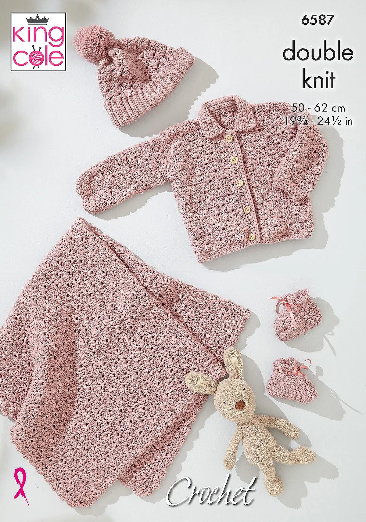 King Cole Pattern 6587 - Baby Shell Stitch Set in Little Lamb DK