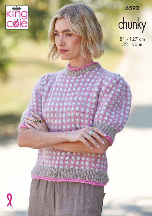 King Cole Pattern 6592 - Tank Top and Sweater in Flair Solo Chunky
