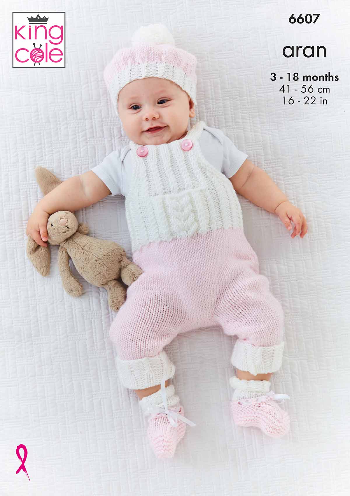 King Cole Pattern 6607 - Cardigan, Dungarees, Hat and Bootees in Cherished Aran
