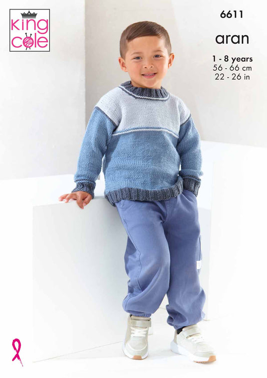 King Cole Pattern 6611 - Sweaters in Cherished Aran