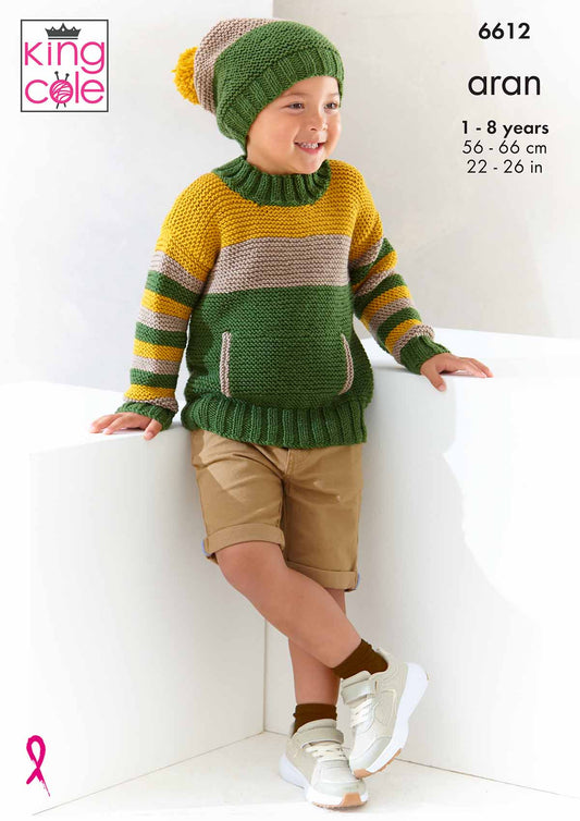 King Cole Pattern 6612 - Sweaters and Hat in Cherished Aran