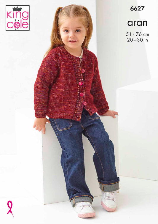 King Cole Pattern 6627 - Cardigan and Sweater in Firefly Aran