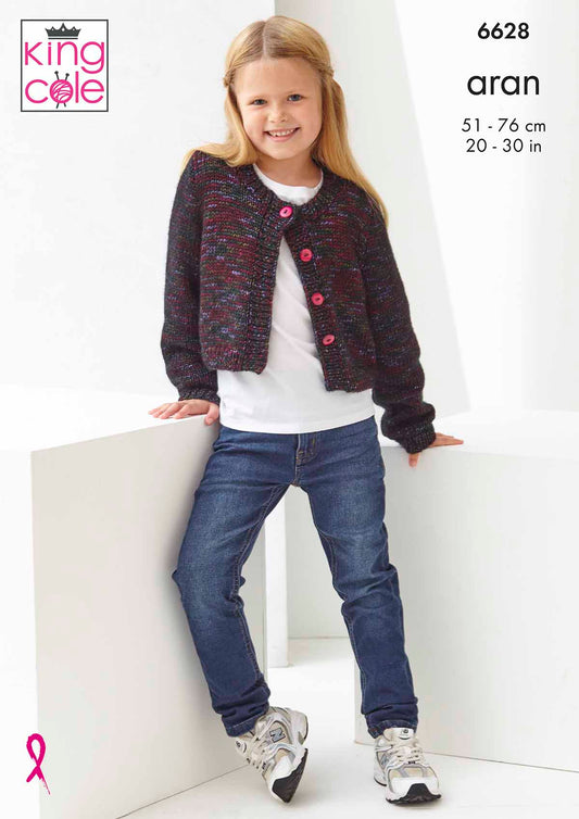 King Cole Pattern 6628 - Cardigans in Firefly Aran