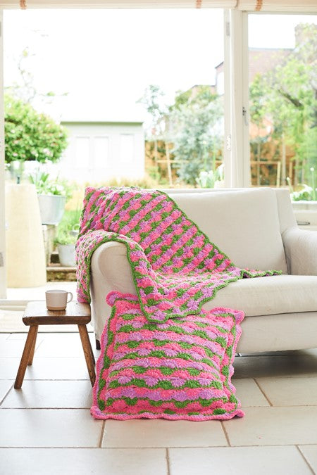 Stylecraft Chenille Chunky Pattern 10248 - Crochet Blanket (Pink & Lilac)