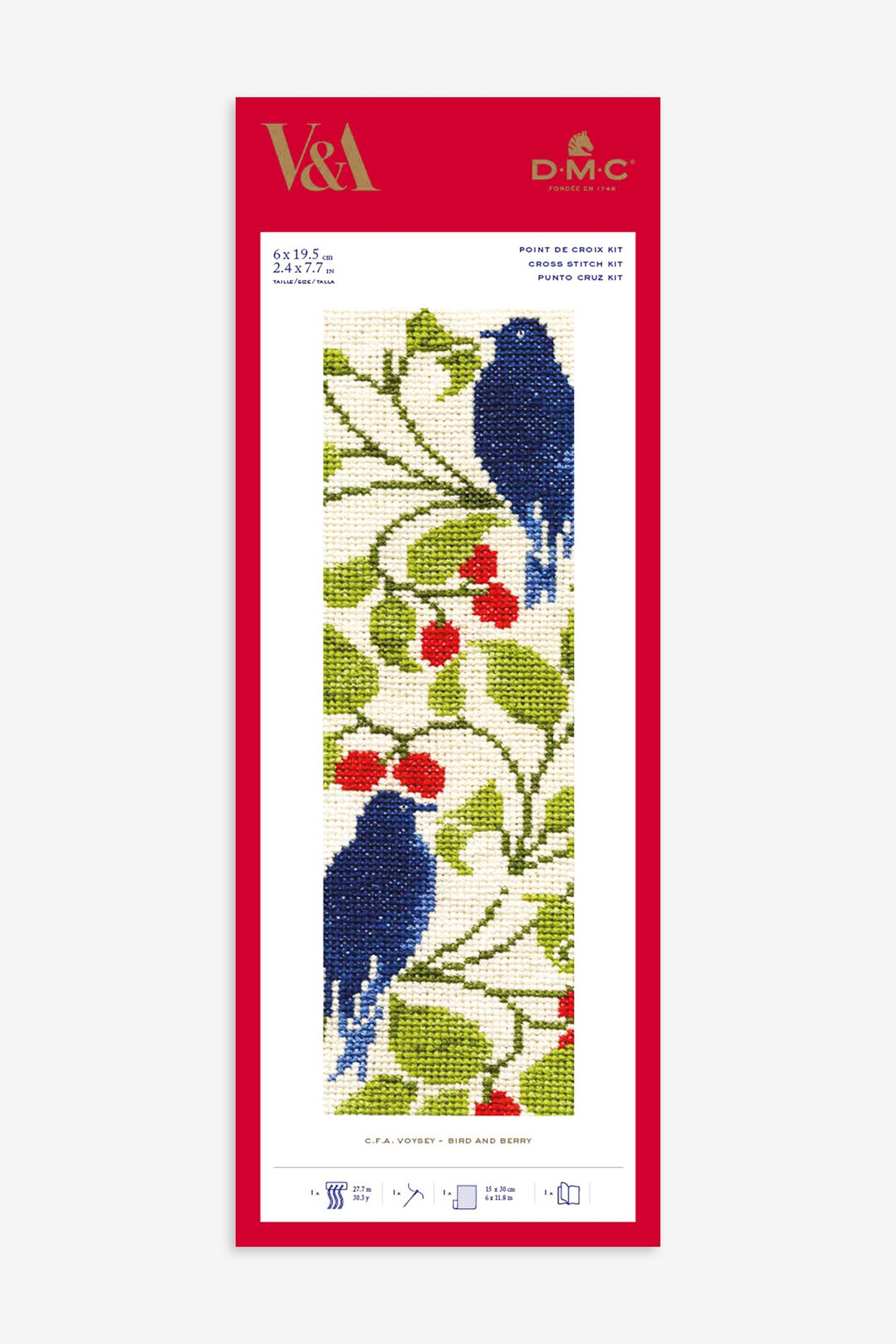 DMC V&A Bird and Berry Cross Stitch Bookmark Kit.