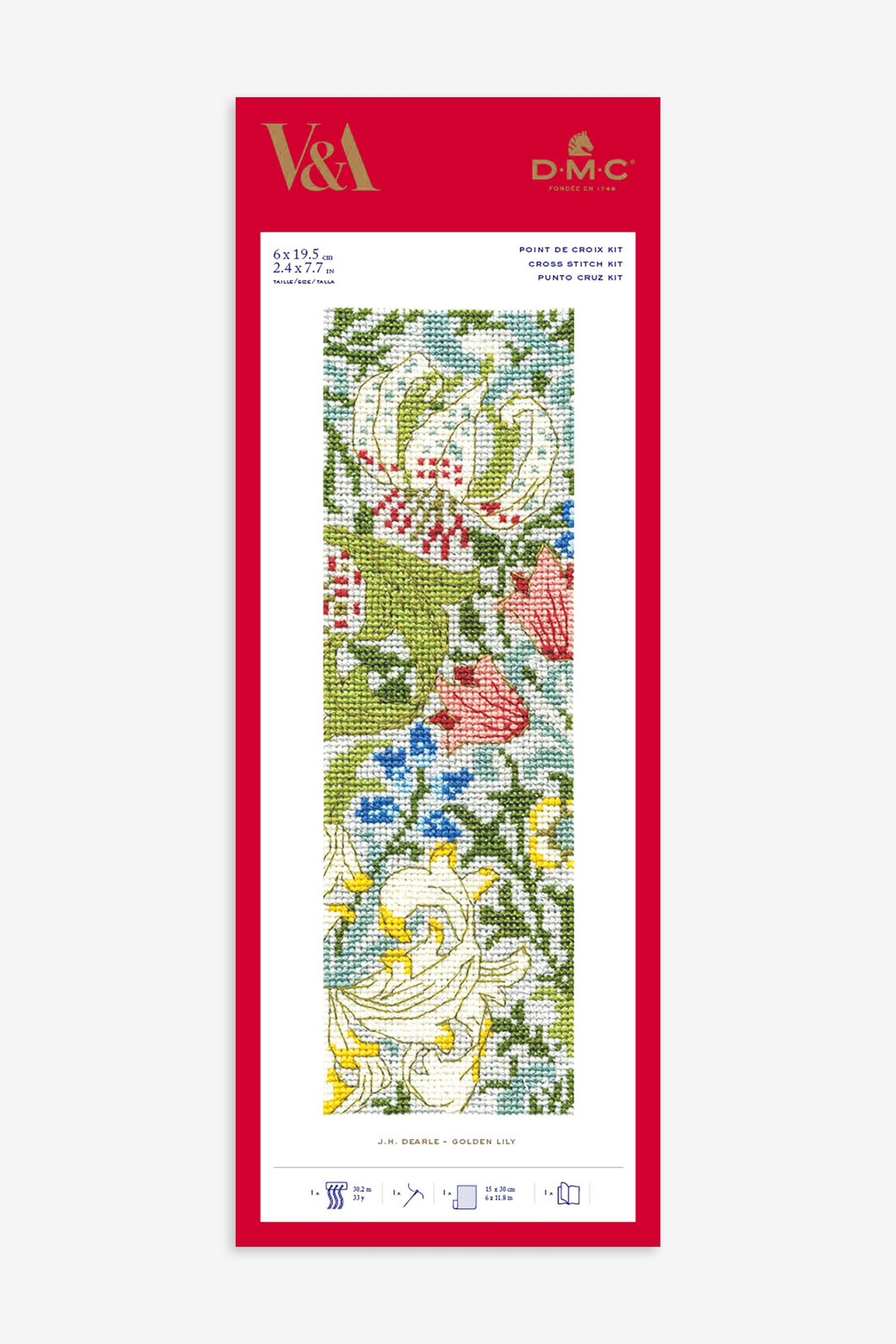 DMC V&A Cross Stitch Bookmark Kit.  Golden Lily