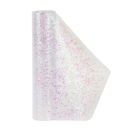 White glitter mesh runner