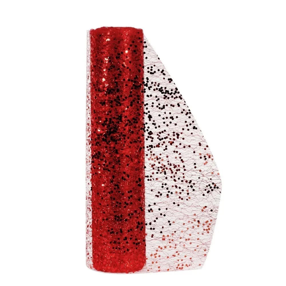 Red glitter mesh runner